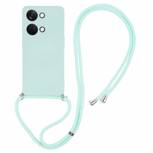 For OnePlus Ace 2V / Nord 3 5G Case TPU Fiber Lining Protective Phone Cover with Long Lanyard - Baby Blue