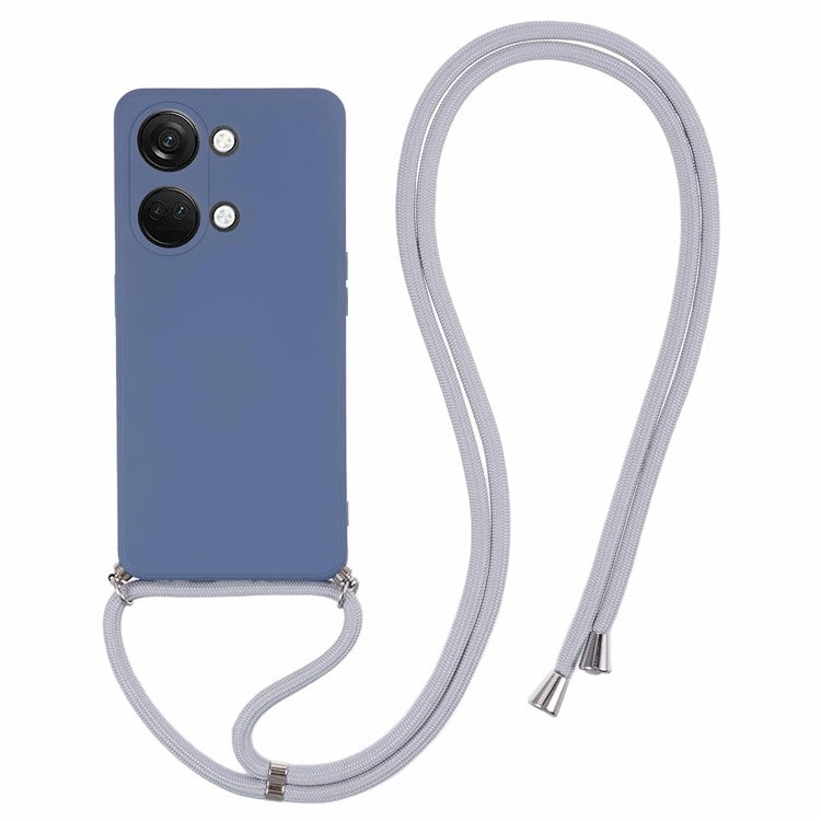 For OnePlus Ace 2V / Nord 3 5G Case TPU Fiber Lining Protective Phone Cover with Long Lanyard - Lavender Grey