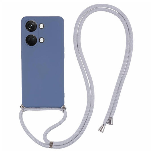 For OnePlus Ace 2V / Nord 3 5G Case TPU Fiber Lining Protective Phone Cover with Long Lanyard - Lavender Grey
