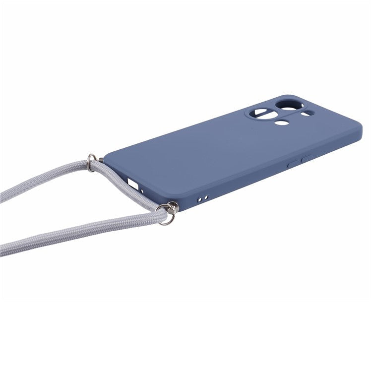 For OnePlus Ace 2V / Nord 3 5G Case TPU Fiber Lining Protective Phone Cover with Long Lanyard - Lavender Grey