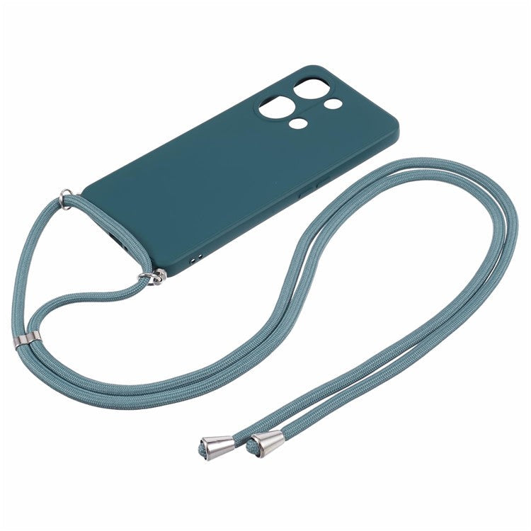 For OnePlus Ace 2V / Nord 3 5G Case TPU Fiber Lining Protective Phone Cover with Long Lanyard - Army Green