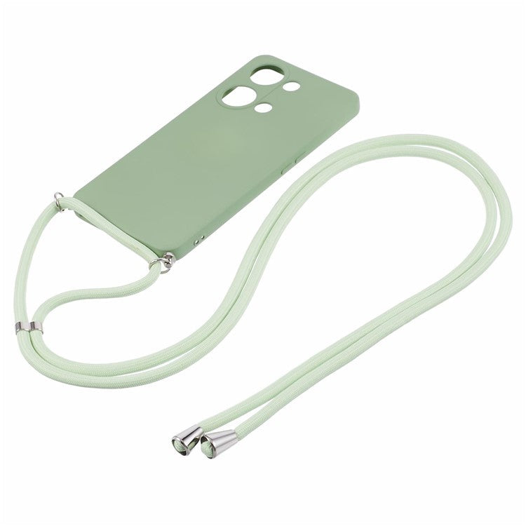 For OnePlus Ace 2V / Nord 3 5G Case TPU Fiber Lining Protective Phone Cover with Long Lanyard - Matcha Green