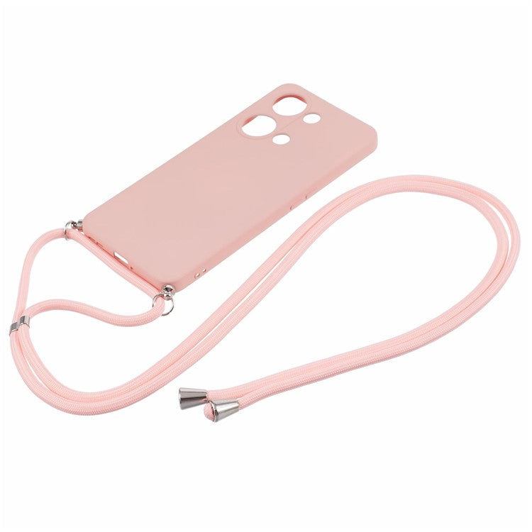 For OnePlus Ace 2V / Nord 3 5G Case TPU Fiber Lining Protective Phone Cover with Long Lanyard - Pink
