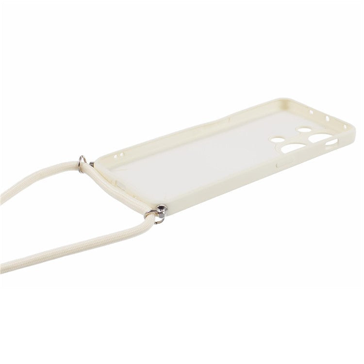 For OnePlus Ace 2V / Nord 3 5G Case TPU Fiber Lining Protective Phone Cover with Long Lanyard - White