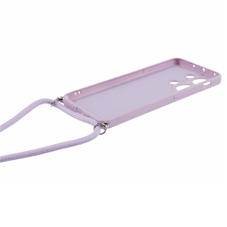 For OnePlus Ace 2V / Nord 3 5G Case TPU Fiber Lining Protective Phone Cover with Long Lanyard - Light Purple