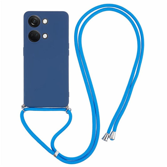 For OnePlus Ace 2V / Nord 3 5G Case TPU Fiber Lining Protective Phone Cover with Long Lanyard - Sapphire