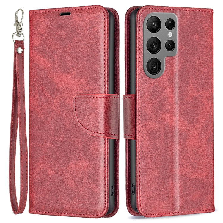 For Samsung Galaxy S24 Ultra Case Viewing Stand Cell Phone Shell PU Leather Wallet - Red