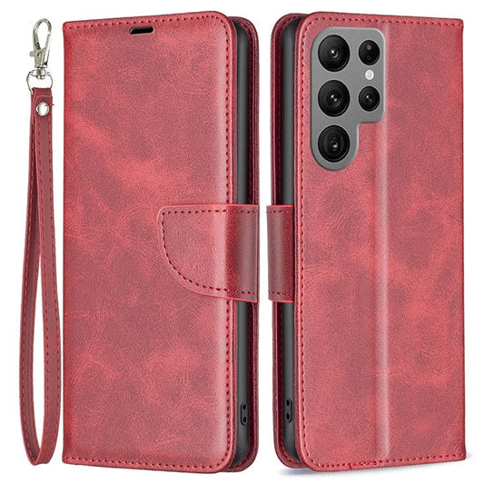 For Samsung Galaxy S24 Ultra Case Viewing Stand Cell Phone Shell PU Leather Wallet - Red