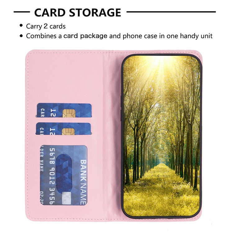 BINFEN COLOR BF Style-16 For Samsung Galaxy S24 Ultra Case Card Holder Leather Cover - Pink