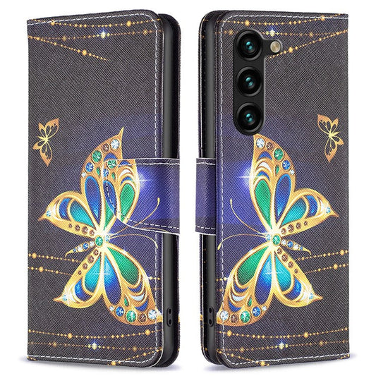 For Samsung Galaxy S24+ Case Magnetic Clasp Leather Wallet Cover - Jewelry Butterfly