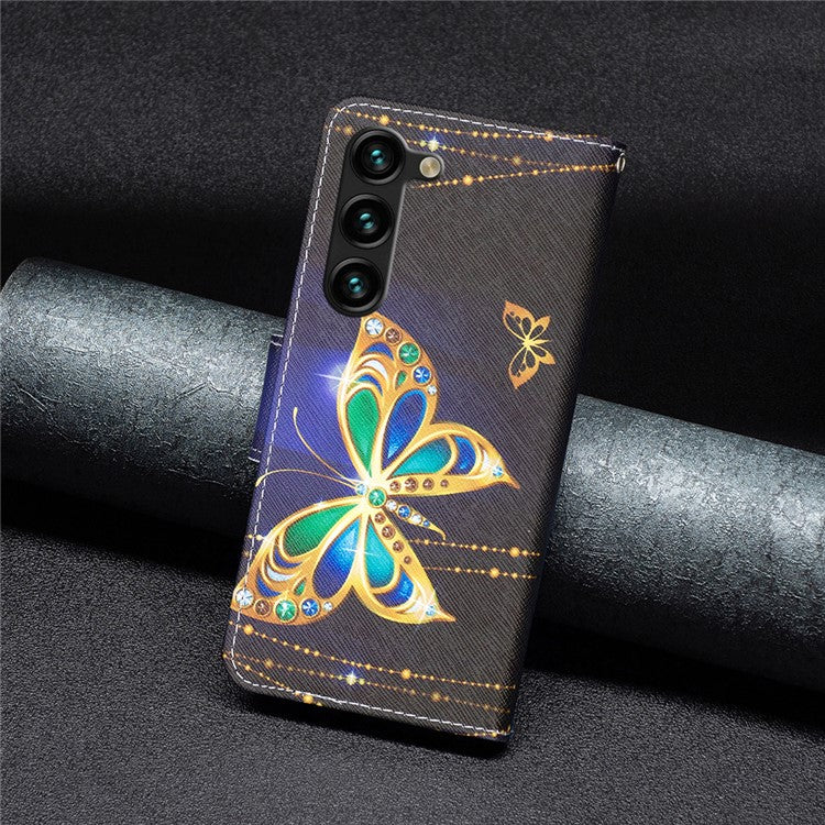 For Samsung Galaxy S24+ Case Magnetic Clasp Leather Wallet Cover - Jewelry Butterfly