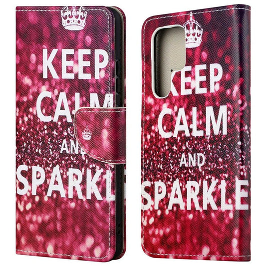 For Samsung Galaxy S24 Ultra Case Pattern Leather Flip Phone Cover - Keep Calm and Sparkle