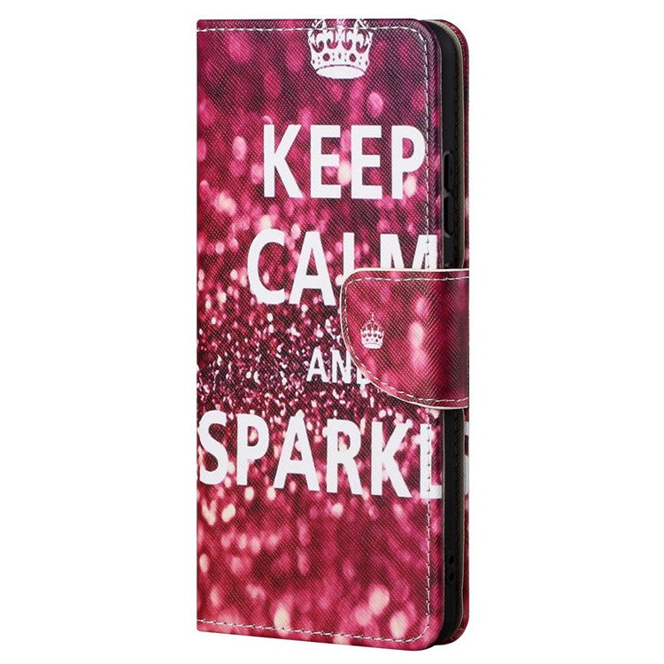 For Samsung Galaxy S24 Ultra Case Pattern Leather Flip Phone Cover - Keep Calm and Sparkle