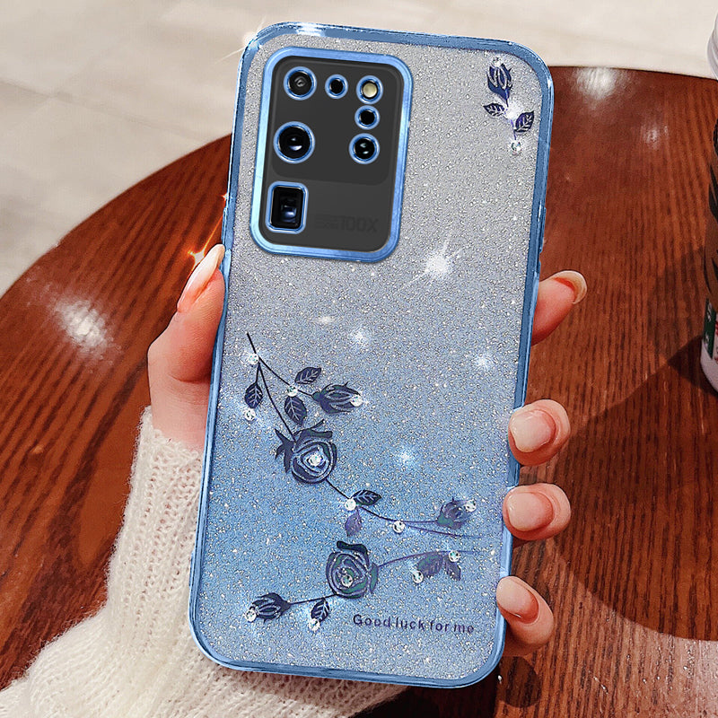 KADEM For Samsung Galaxy Galaxy S20 Ultra Case Glitter TPU Phone Cover with Strap - Blue