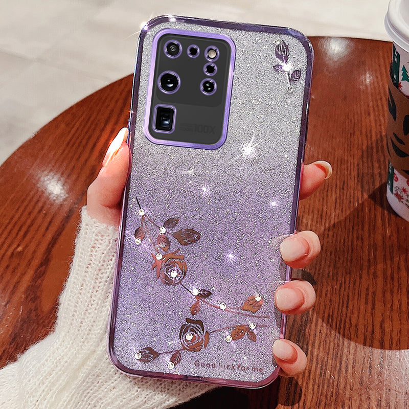 KADEM For Samsung Galaxy Galaxy S20 Ultra Case Glitter TPU Phone Cover with Strap - Purple