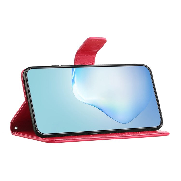 For Samsung Galaxy S24 Case Imprinted Leather Flip Stand Phone Cover with Wallet - Red