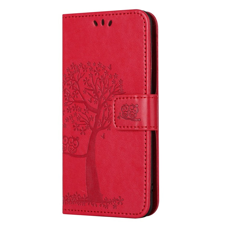 For Samsung Galaxy S24 Case Imprinted Leather Flip Stand Phone Cover with Wallet - Red