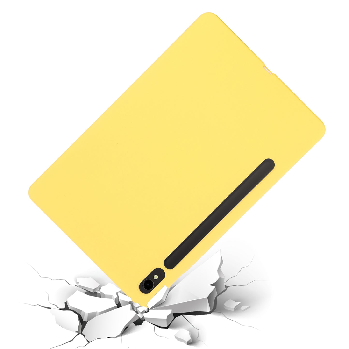 For Samsung Galaxy Tab S9 FE Case Microfiber Lining Liquid Silicone Cover - Yellow