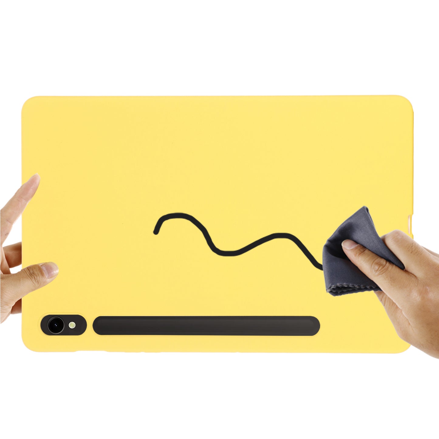 For Samsung Galaxy Tab S9 FE Case Microfiber Lining Liquid Silicone Cover - Yellow