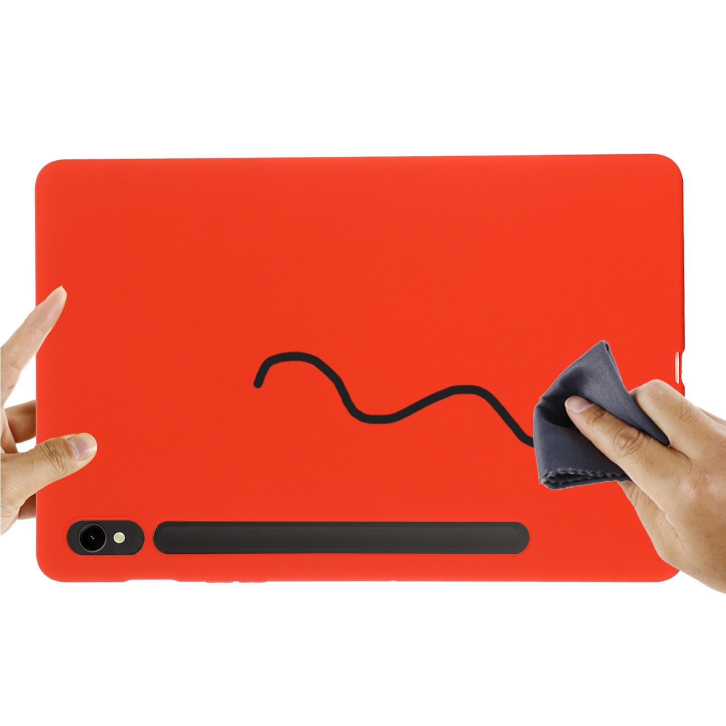 For Samsung Galaxy Tab S9 FE Case Microfiber Lining Liquid Silicone Cover - Red
