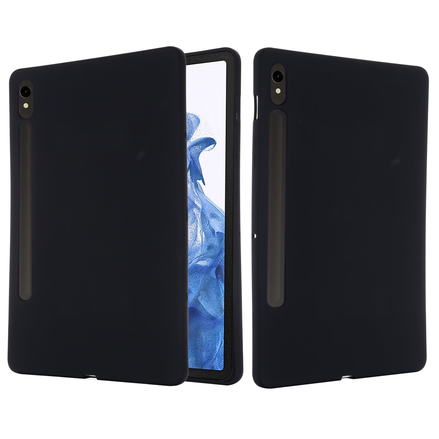 For Samsung Galaxy Tab S9 FE Case Microfiber Lining Liquid Silicone Cover - Black