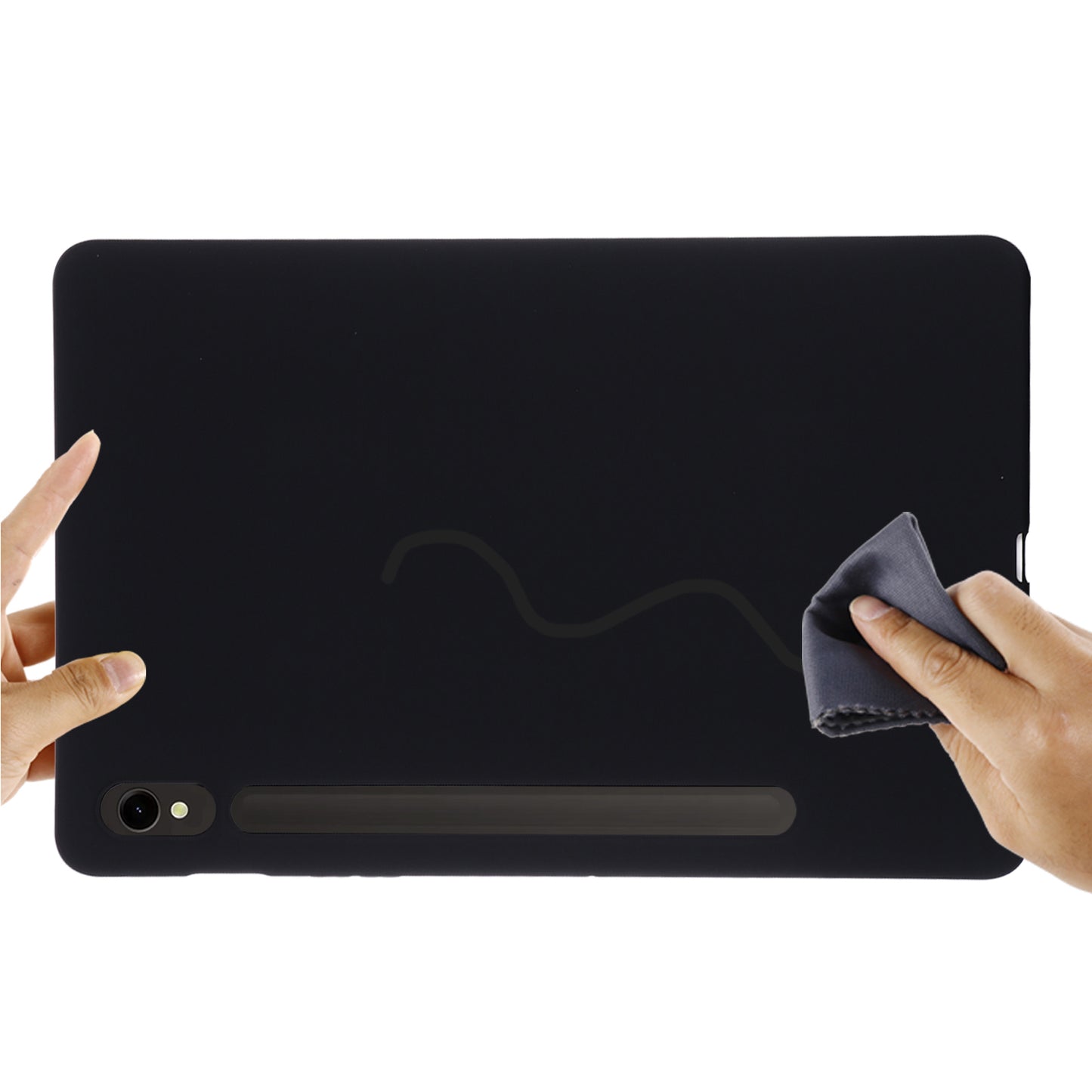 For Samsung Galaxy Tab S9 FE Case Microfiber Lining Liquid Silicone Cover - Black