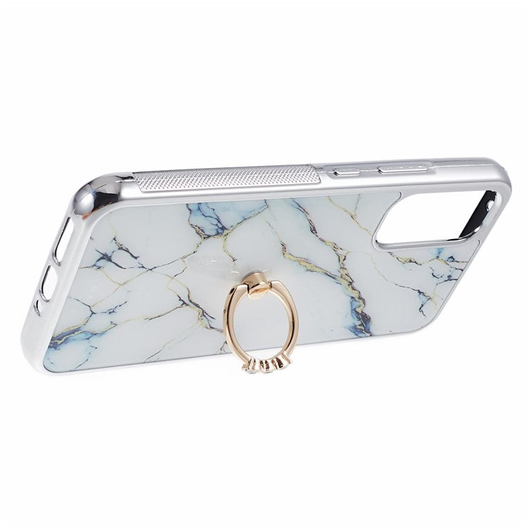 For Samsung Galaxy A54 5G Case Electroplating PC+TPU Phone Case Marble Pattern Kickstand Cover - Style D