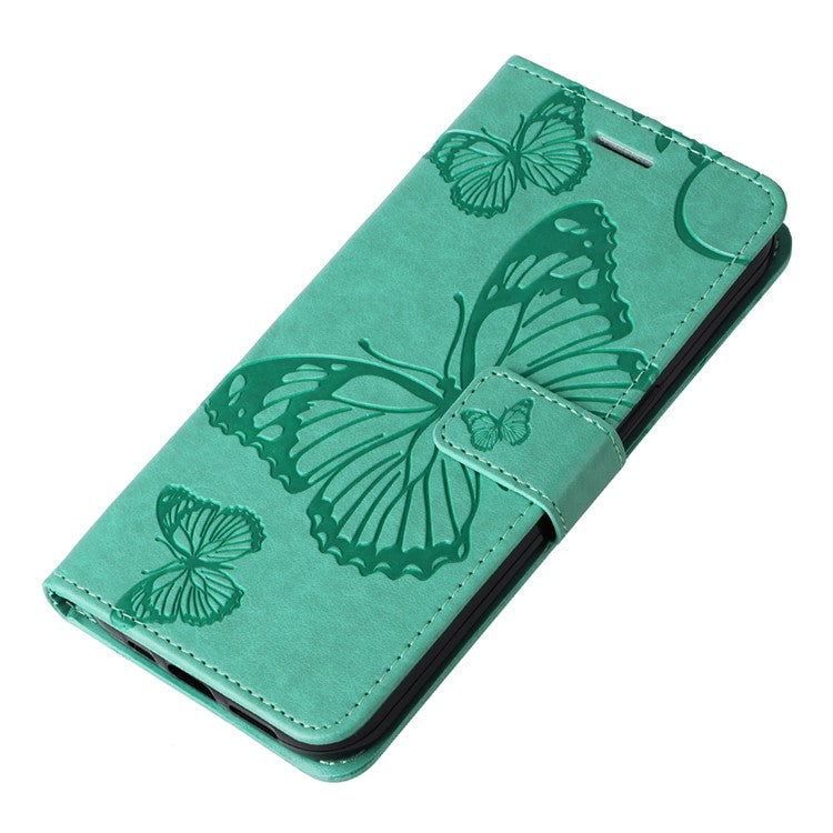 KT Imprinting Flower Series-2 For Oppo A58 4G Case Butterfly Imprint Wallet Stand PU Leather Phone Cover - Green