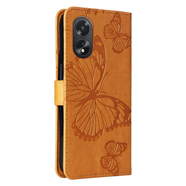 KT Imprinting Flower Series-2 For Oppo A38 4G Cover PU Leather Imprinted Phone Case - Yellow