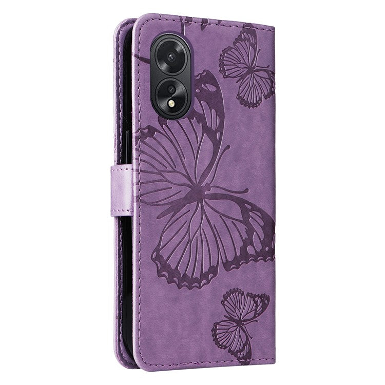 KT Imprinting Flower Series-2 For Oppo A38 4G Cover PU Leather Imprinted Phone Case - Purple