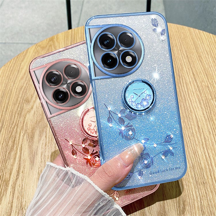 KADEM Kickstand Cover For OnePlus 11 Pro 5G / 11 5G Case Glitter Powder TPU Phone Shell - Rose Gold