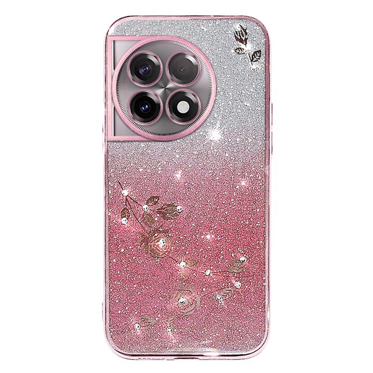 KADEM For OnePlus 11 5G / 11 Pro 5G Case Rhinestone Glitter Phone TPU Cover with Strap - Rose Gold