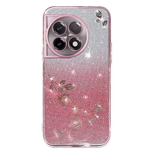 KADEM For OnePlus 11 5G / 11 Pro 5G Case Rhinestone Glitter Phone TPU Cover with Strap - Rose Gold