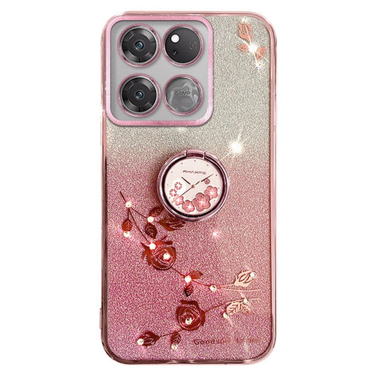 KADEM For OnePlus 10T 5G / Ace Pro 5G Case Flexible TPU Shell Ring Kickstand Phone Cover - Rose Gold