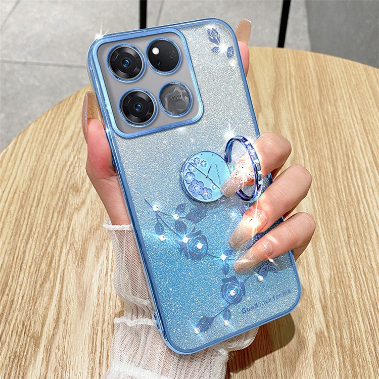 KADEM For OnePlus 10T 5G / Ace Pro 5G Case Flexible TPU Shell Ring Kickstand Phone Cover - Blue