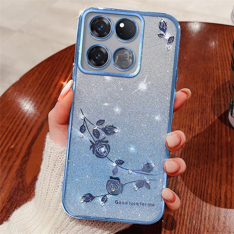 KADEM Phone Case For OnePlus 10T 5G / Ace Pro 5G Phone Shell Flower Decor Cover - Blue