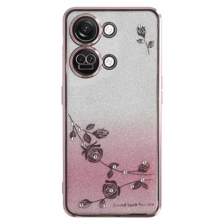 KADEM For OnePlus Ace 2V / Nord 3 5G Shockproof Phone Cover Case Flower Decor Shell - Rose Gold