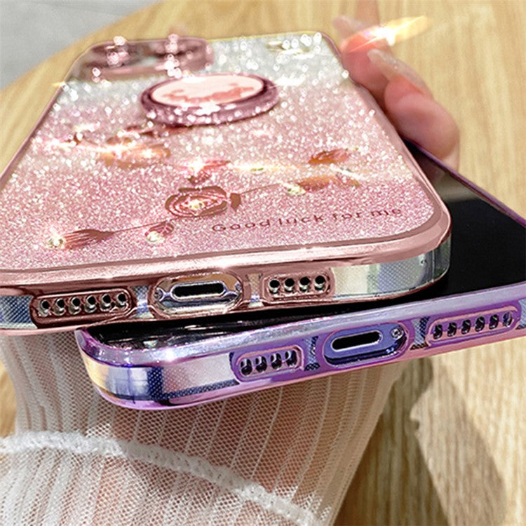 KADEM For Oppo A74 4G / F19 / F19s / A95 4G / Reno6 Lite Case Glitter TPU Kickstand Phone Cover - Rose Gold