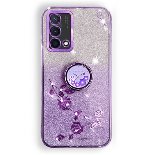 KADEM For Oppo A74 4G / F19 / F19s / A95 4G / Reno6 Lite Case Glitter TPU Kickstand Phone Cover - Purple
