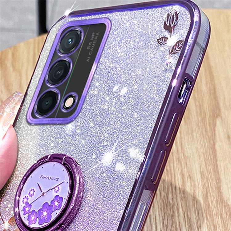 KADEM For Oppo A74 4G / F19 / F19s / A95 4G / Reno6 Lite Case Glitter TPU Kickstand Phone Cover - Purple