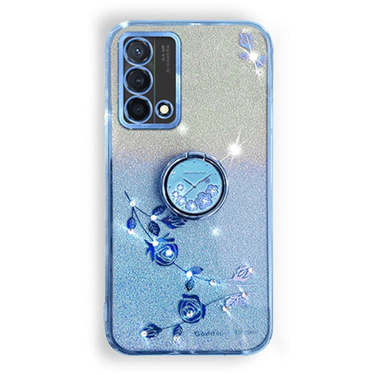 KADEM For Oppo A74 4G / F19 / F19s / A95 4G / Reno6 Lite Case Glitter TPU Kickstand Phone Cover - Blue