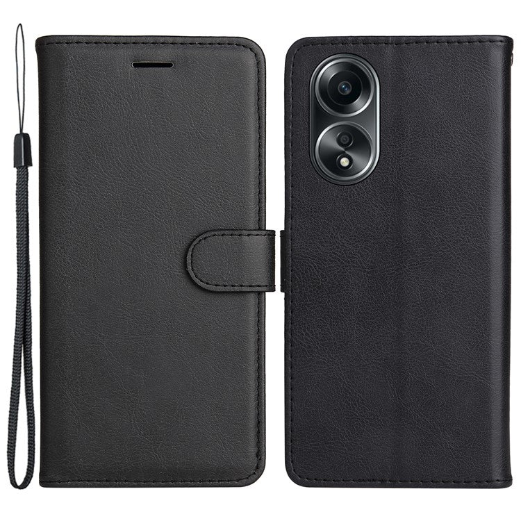 KT Leather Series-2 For Oppo A58 4G Case PU Leather Shckproof Shell Solid Color Stand Phone Cover Wallet - Black