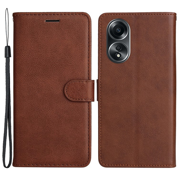 KT Leather Series-2 For Oppo A58 4G Case PU Leather Shckproof Shell Solid Color Stand Phone Cover Wallet - Brown