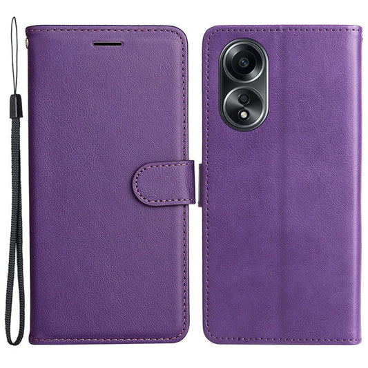 KT Leather Series-2 For Oppo A58 4G Case PU Leather Shckproof Shell Solid Color Stand Phone Cover Wallet - Purple