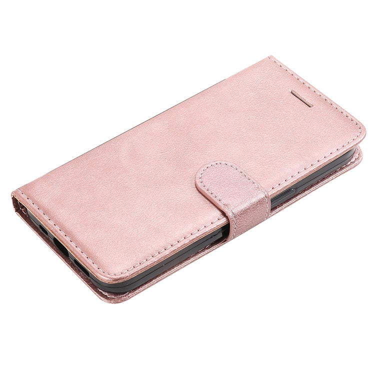 KT Leather Series-2 For Oppo A58 4G Case PU Leather Shckproof Shell Solid Color Stand Phone Cover Wallet - Rose Gold