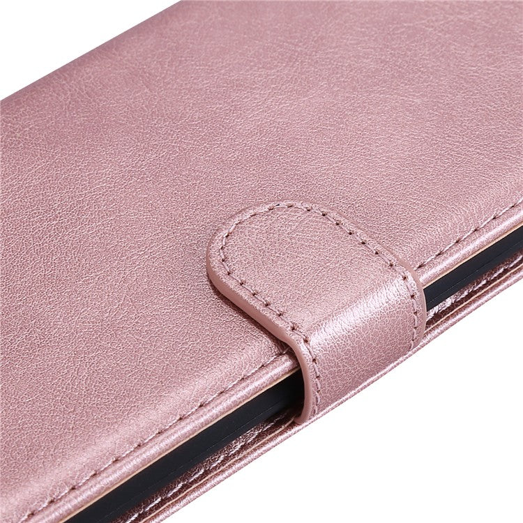 KT Leather Series-2 For Oppo A58 4G Case PU Leather Shckproof Shell Solid Color Stand Phone Cover Wallet - Rose Gold