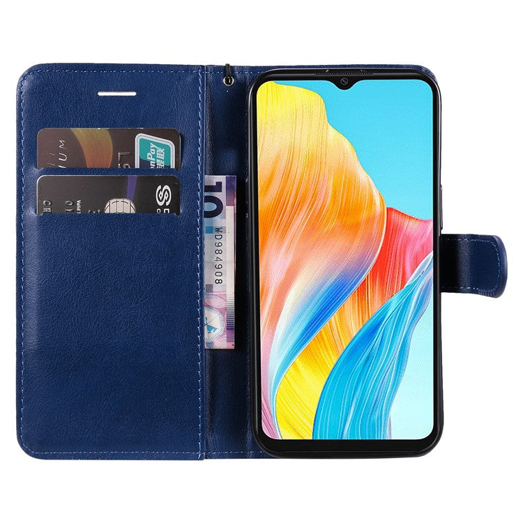 KT Leather Series-2 For Oppo A38 4G Case Wallet PU Leather Shell Solid Color Stand Cell Phone Cover - Blue