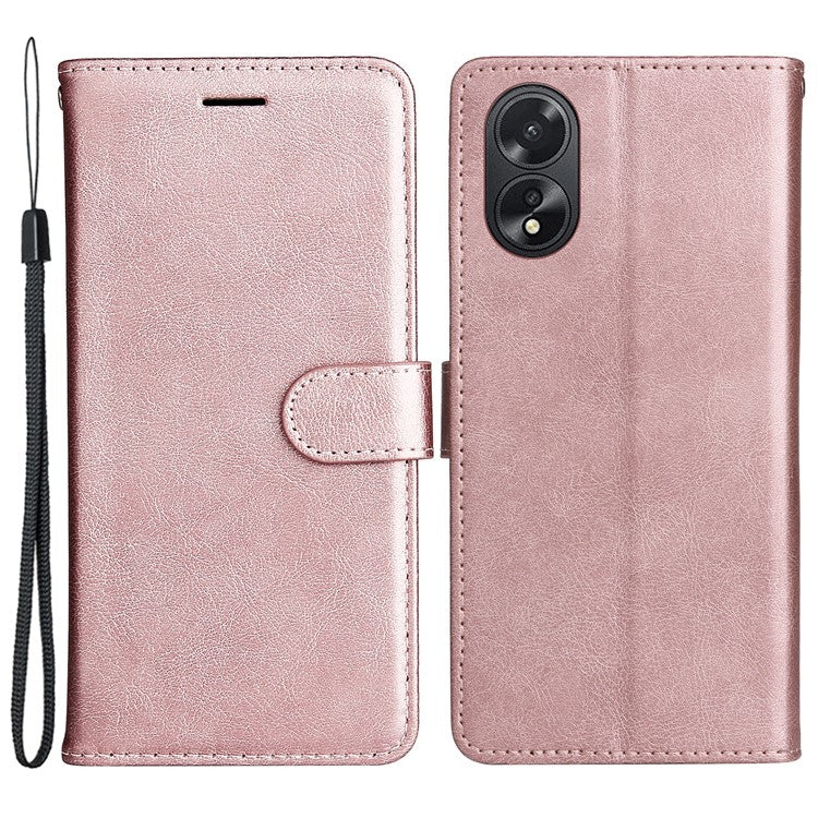 KT Leather Series-2 For Oppo A38 4G Case Wallet PU Leather Shell Solid Color Stand Cell Phone Cover - Rose Gold
