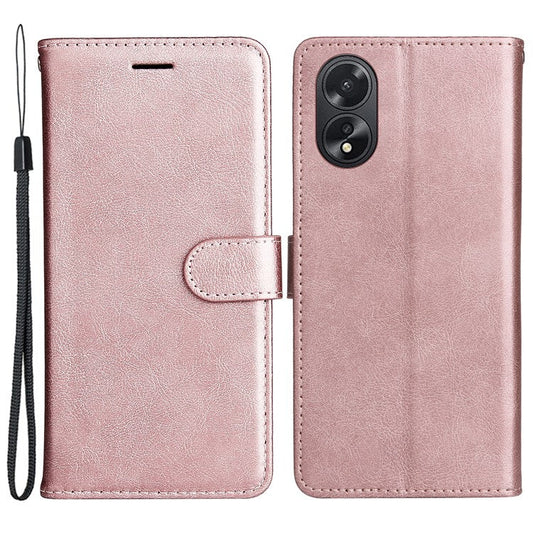 KT Leather Series-2 For Oppo A38 4G Case Wallet PU Leather Shell Solid Color Stand Cell Phone Cover - Rose Gold