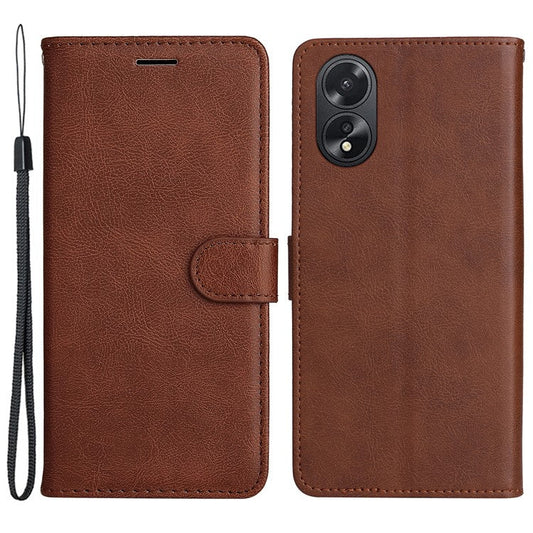 KT Leather Series-2 For Oppo A38 4G Case Wallet PU Leather Shell Solid Color Stand Cell Phone Cover - Brown